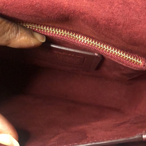 COACH pink and brown HUTTON saddle bag in color block brass. - Picture 12 of 15